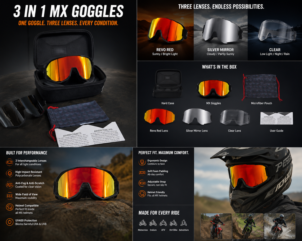 3 in 1 MX Goggles